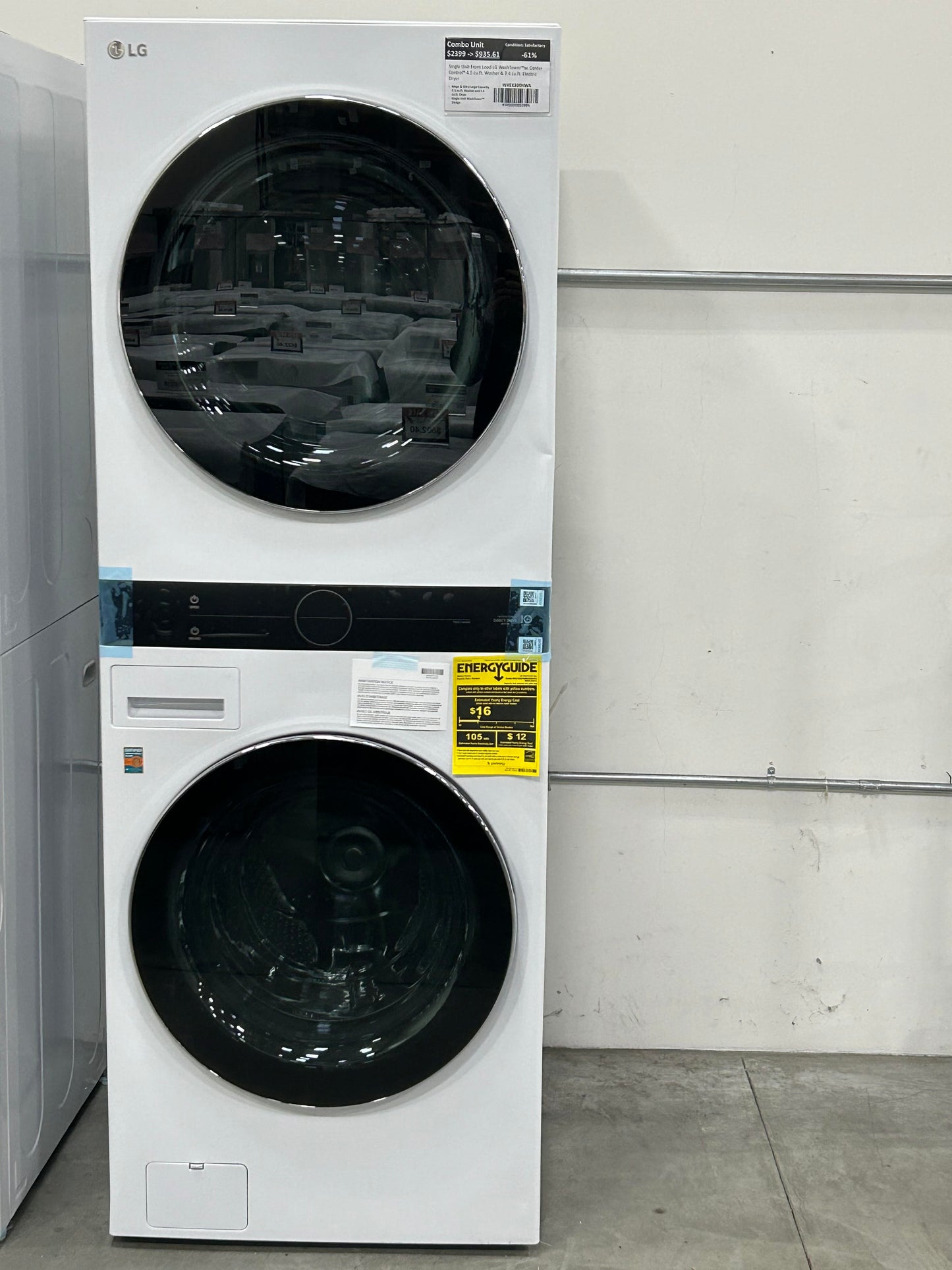 Single Unit Front Load LG WashTower™w. Center Control® 4.5 cu.ft. Washer & 7.4 cu.ft. Electric Dryer