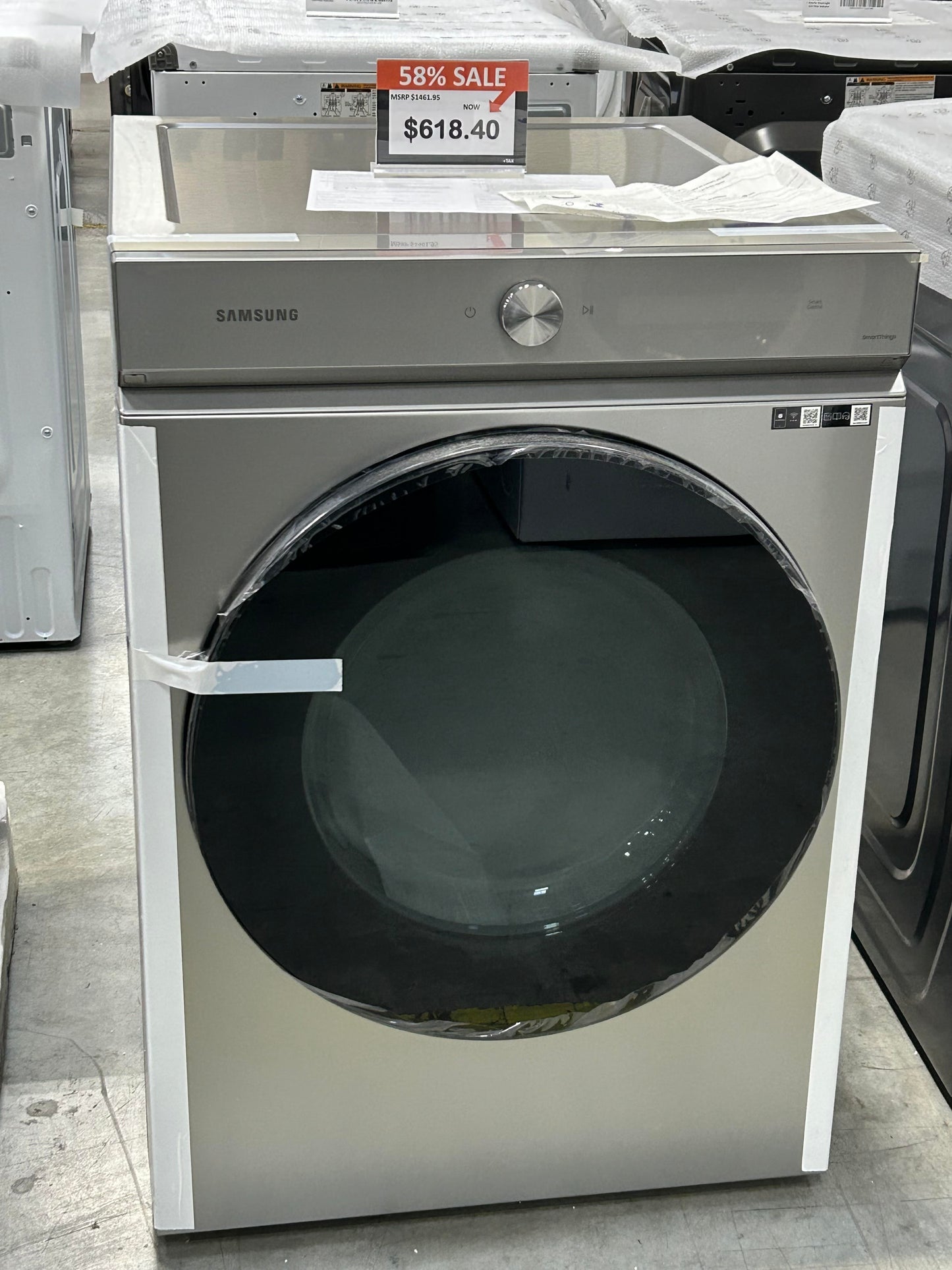 Bespoke 7.6 cu. ft. Ultra Capacity Electric Dryer with Super Speed Dry and AI Smart Dial in Silver Steel