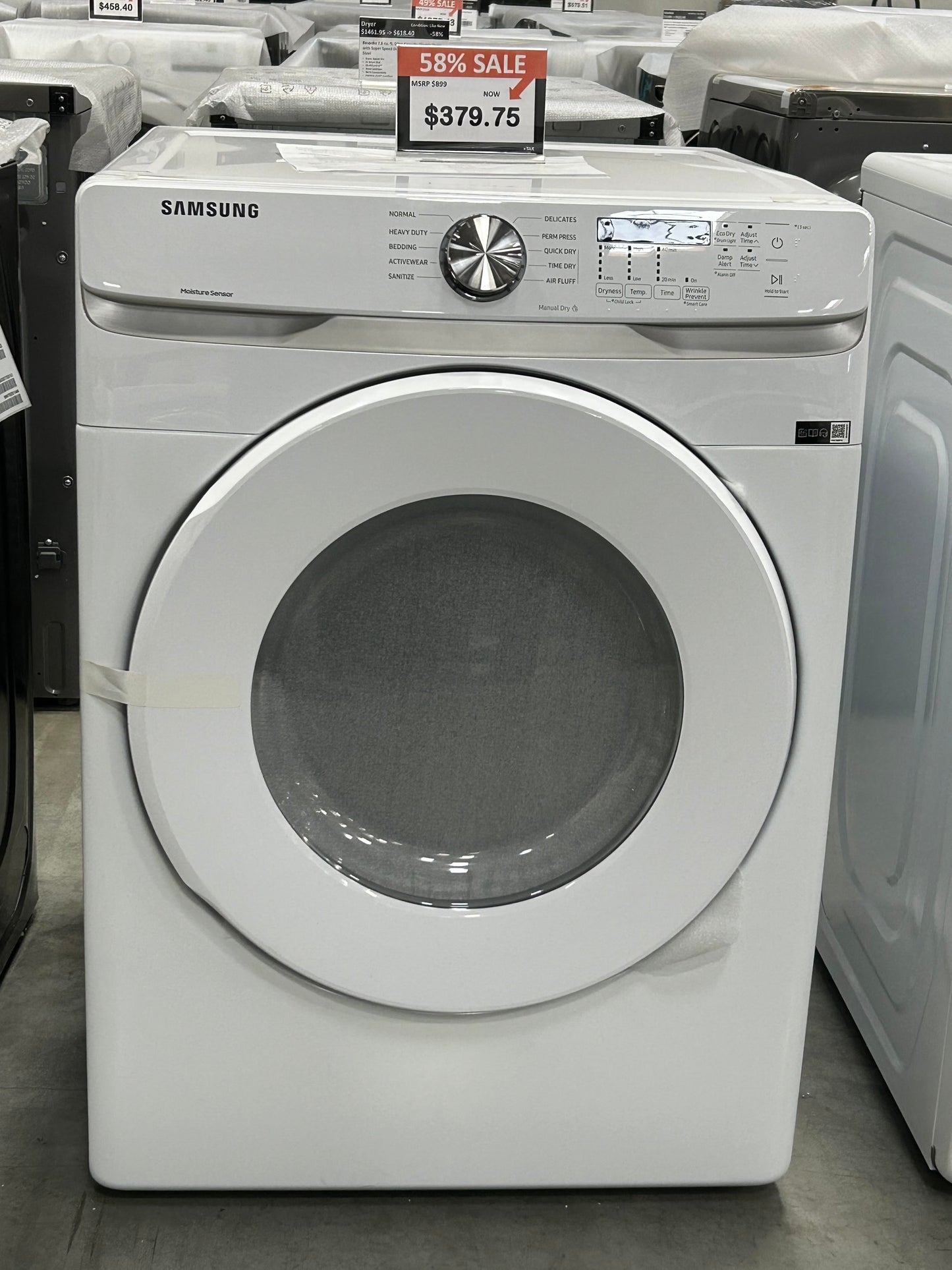 7.5 Cu. Ft. Stackable Electric Dryer with Sensor Dry - White