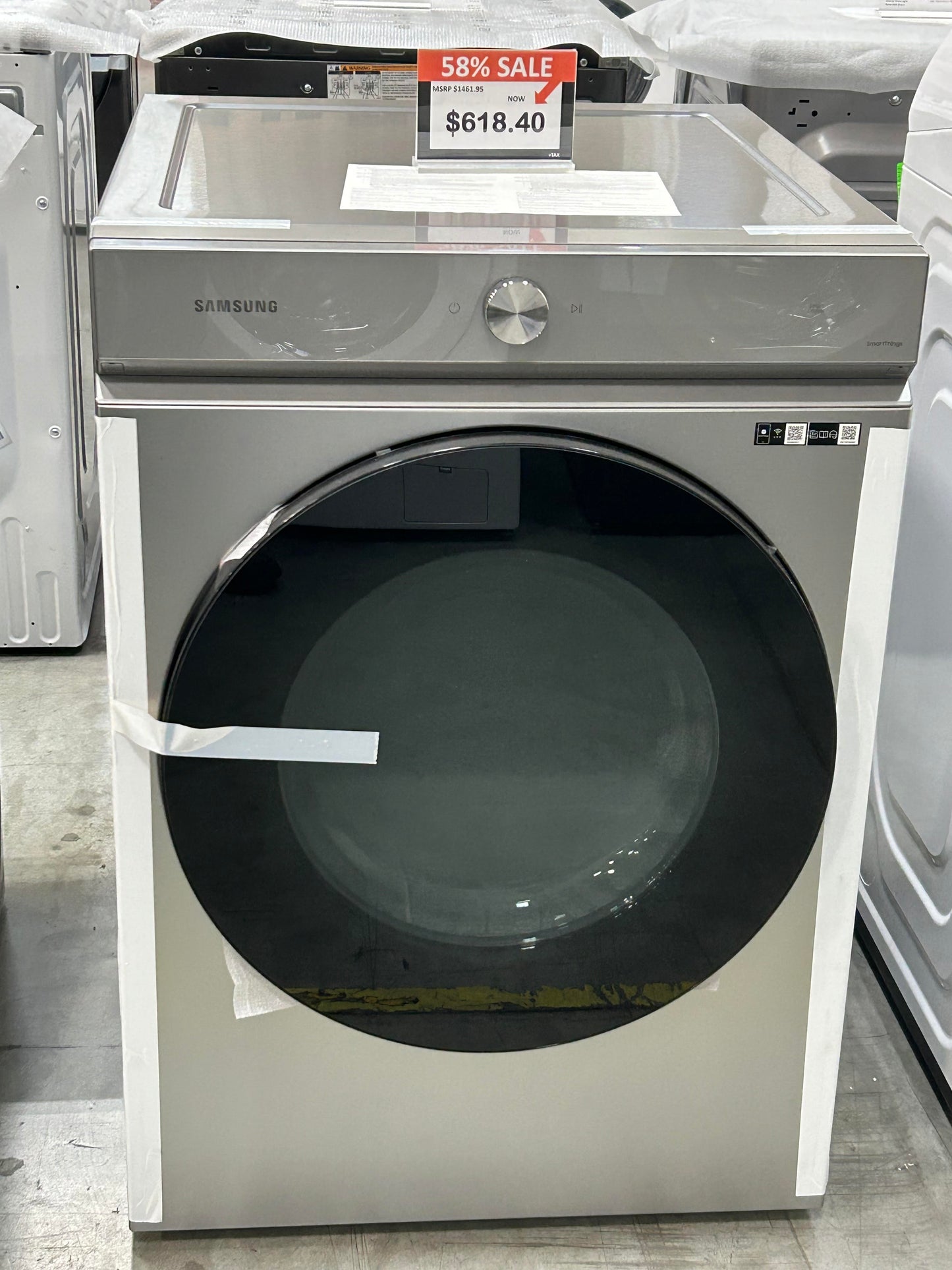 Bespoke 7.6 cu. ft. Ultra Capacity Electric Dryer with Super Speed Dry and AI Smart Dial in Silver Steel